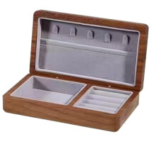 Elegant Walnut Wood Jewelry Box, Vintage Style Organizer for Women,Portable Travel Jewelry Organizer