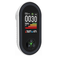 4-in-1 Koolmonoxidemelder met Ingebouwde Monitor, Alarm, Display met Vochtigheids- en Temperatuursensor en A EU-Stekker