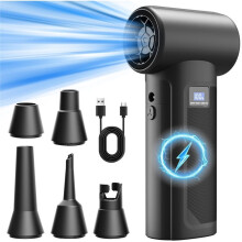 2026 S5-D Air Blower 4-Gear Turbo Blower Jet Fan with LED Light Battery Display Cordless Compressed Air Duster Black New