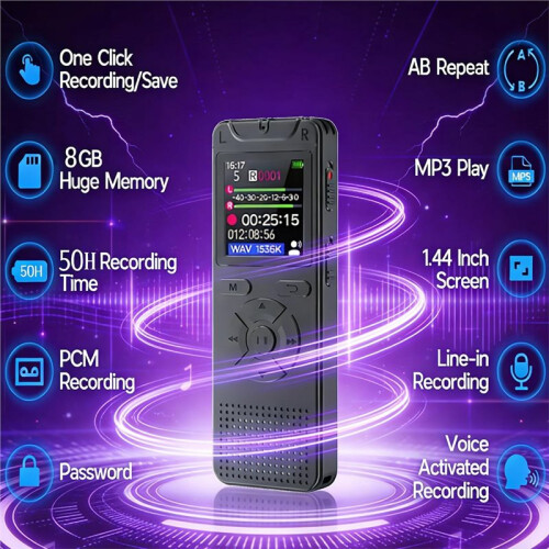 Digital Voice Recorder with Playback MP3 Player Sound Audio Recorder for Lectures/Meetings/Classes/Interviews 2