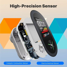 4-in-1 Carbon Monoxide Gas Detector Built-in Monitor Alarm Plug-in Display with Humidity Temperature Sensor B US Plug