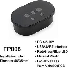 FP008 Double Lens DC4.5-15V Facial Vein Recognition Module USB/UART Infrared Detection 500 Face Capacity