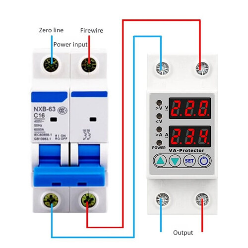 220V 63A Din Rail Adjustable Digital over Under Voltage Surge Protector Relay Current Protection Reset Protection Device 1