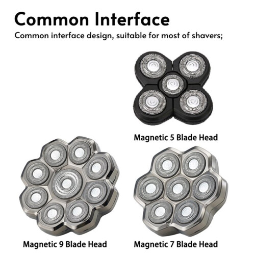 Magnetic Adsorption Replaceable Bald Electric Shaver  5D 7D 9D Blade with Double Knife Net Interface 2