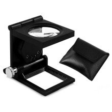 Lupa Óptica Dobrável 10X de 28mm com Lente Óptica, Ponteiro e Escala com Luzes LED