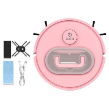 Aspirateur Robot 3 en 1 Silencieux, Ultra-Mince et Rechargeable par USB avec Bac à Poussière, Rose pour la Maison