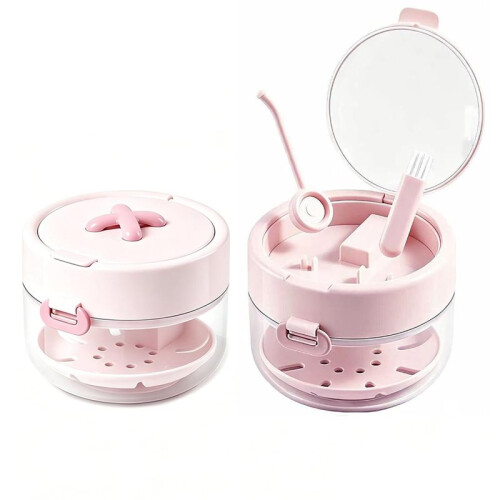Retainer Cleaner Case with Lift Strainer Basket, Aligner Bath Cup Leak Proof Aligner with Storage, Mirror