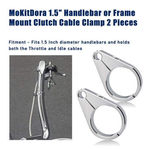 2pcs 1 1/2" Handlebar Clutch Throttle Cable Brake  Clamp for   1.5 Lnch Diameter Handlebars Holds Silver 1