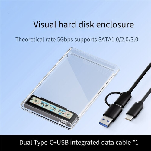 USB 3.1 HDD Enclosure 2.5 Inch  SSD Hard Drive Case 5Gbps Mobile External Housing Harddisk Box Cable 1