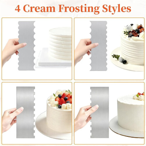 Cake Spatula Set Cake Scraper Double Sided Patterned Pastry Comb Smoother Cake Decorating Tools 1