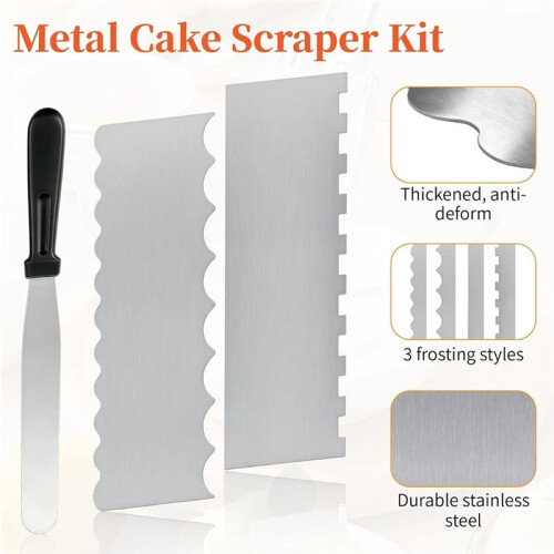 Cake Spatula Set Cake Scraper Double Sided Patterned Pastry Comb Smoother Cake Decorating Tools 2