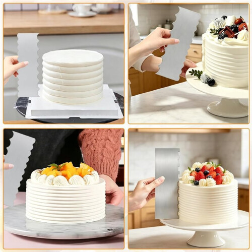 Cake Spatula Set Cake Scraper Double Sided Patterned Pastry Comb Smoother Cake Decorating Tools