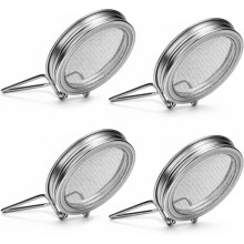 Couvercles Germoirs pour Bocaux Mason à Large Ouverture, Lot de 4, Réutilisables, en Acier Inoxydable, pour la Germination des Haricots