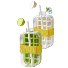 2Pcs 2-in-1 Ice Block Maker Bottle with Straw, Easy Press Silicone Mold Water Bottle, Portable Portable Freezer Cup