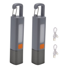 2Pcs Super Bright LED Flashlight Portable Strong Lighting Flashlamp with Telescopic Focus Camping Hanging Flashlights