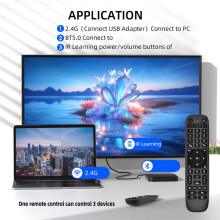 2,4GHz--Fernbedienung mit Dual-Mode-Hintergrundbeleuchtung,Air Mouse,44Tasten,Infrarot-Lernfunktion und RF-Fernbedienung für