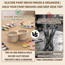 Contenitore per La Pulizia Dei Pennelli Pieghevole In Silicone, Regalo per Studenti e Artisti, Secchiello per La Pulizia di Acquerelli, Beige.