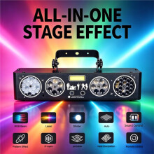 Stage Light 6 in 1 RGB LED DJ Party Light Sound Activated Laser Strobe Effect Auto Mode for Disco Club Show EU Plug