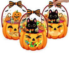 20Pcs Halloween Treat Bags with Handles Black Cat Bulk Party Favor Bags, Trick or Treat Goodie Bags Scary Decor