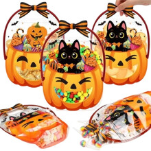 20 Bolsas para Dulces de Halloween con Asas, Diseño de Gato Negro, Bolsas para Fiestas, Bolsas para Dulces de Truco o Trato, Decoración Terrorífica