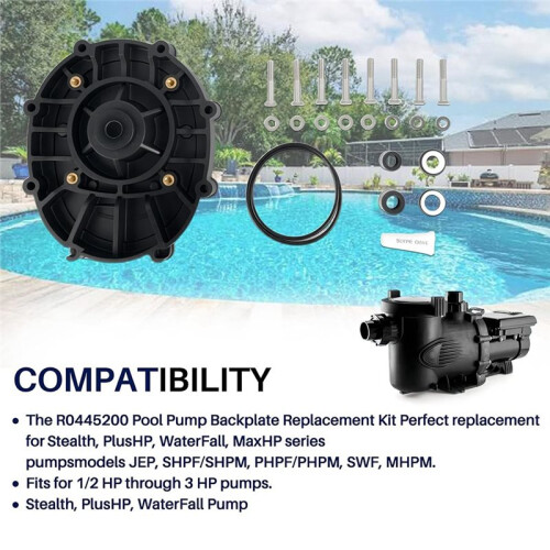R0445200 Pool Pump Backplate Replacement Kit for  Jandy EPump, Stealth, PlusHP, WaterFall & MaxHP Pool Pumps 2