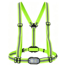 Nachtsport LED Reflecterend Veiligheidsharnas met Oplaadbaar Knipperlicht, Verstelbaar Reflecterend Vest voor Wandelen en Fietsen