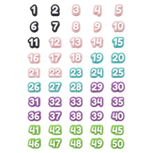 Numbered Pencil Toppers 50 PCS, Reusable Classroom Pencil Labels, Pencil Tracking Markers for Supply Stations