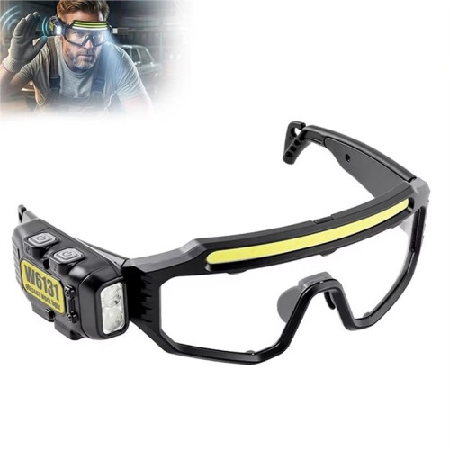 LED Safety Goggles  Motion Sensor Work Light Type-C Rechargeable Protective Glasses Headlamp