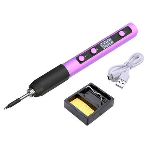 Kit Saldatore Digitale Portatile USB con Riscaldamento Rapido, Temperatura Regolabile e Design Plug-In.