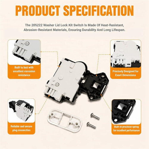 205222 Washer Lid Lock Assembly, Replacement Lid Lock  for Speed Queen   Top-Load Washing Machine 2