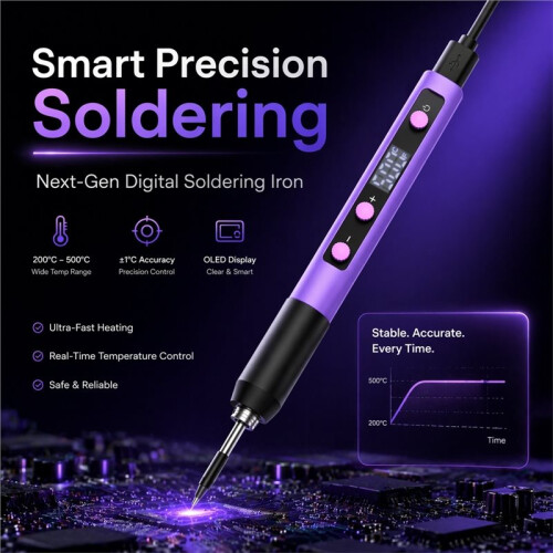 USB Portable Digital Display Soldering Iron Kit with Fast Heating, Adjustable Temperature, and Plug-in Design 2