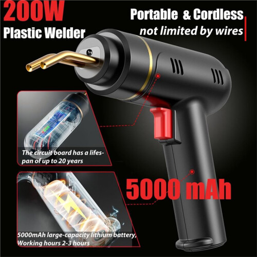 200W Cordless Plastic ,Plastic Welding Kit with 1200PCS Hot Stapler USB Rechargeable Plastic 1