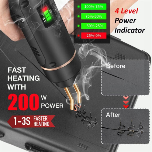 200W Cordless Plastic ,Plastic Welding Kit with 1200PCS Hot Stapler USB Rechargeable Plastic 2