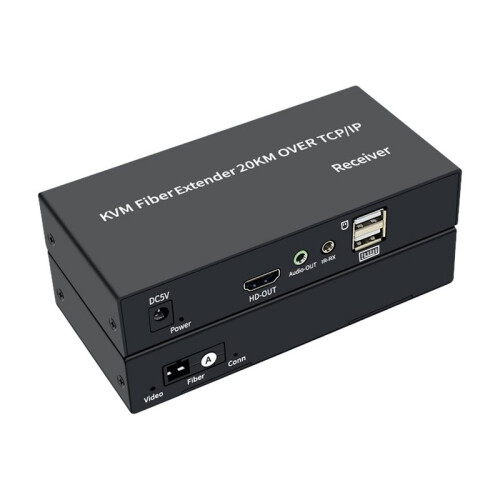 20  -Kompatibler Glasfaser-USB-KVM-Extender-Video-Transmitter-Receiver über SC-Glasfaserkabel-Extender mit US-Stecker