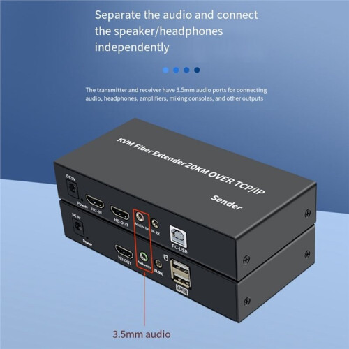 20  -Kompatibler Glasfaser-USB-KVM-Extender-Video-Transmitter-Receiver über SC-Glasfaserkabel-Extender mit US-Stecker 2