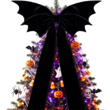Large Halloween Velvet Black Bat Bow Decor Oversize Halloween Bat Wing Bow for Halloweens Decor