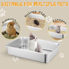 Stainless Steel Cat Litter Box, 17.7"X13.8"X2.8"Metal Litter Pan, Small Litter Box for Little Cat Kittens, Easy Cleaning