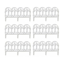 6 Pack Plastic Garden Fence Edging Border Modular Interlocking Plastic Fence Panels White
