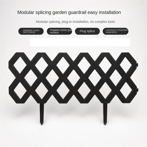 6 Pack Garden Edging Border Modular Interlocking Plastic Fence Panels Black 2