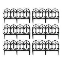 6 Pack Plastic Garden Fence Edging Border Modular Interlocking Plastic Fence Panels Black