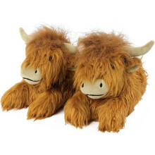 Highland Cattle Slippers - Furry Brown Cow Slippers