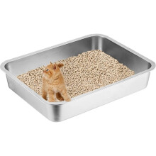 Stainless Steel Cat Litter Box, 17.7"X13.8"X2.8"Metal Litter Pan, Small Litter Box for Little Cat Kittens, Easy Cleaning