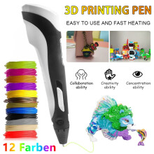 Stylo 3D pour enfants, Kit d'activité éducative, Noir, avec 12 couleurs de filaments