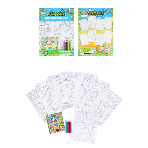 (1 Colouring Set) Jungle Colouring Set with Stickers