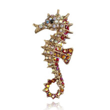 (Gold) Animal Brooch Stylish Pin Alloy Water Drilling Seahorse For Girls Accessory