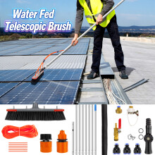 Brosse télescopique pour nettoyage de fenêtres à eau, perche en alliage d'aluminium 7m, avec tuyau de 20m et tête rotative 180