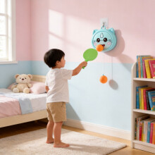 (Blue)Hanging Table Tennis Ping Pong Self Practice Toy Cute Tiger Shape Indoor Kids For