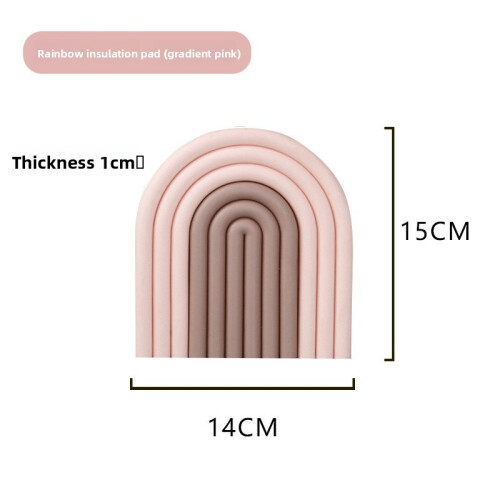 (Gradient Pink)Family Kitchen Rainbow Silicone Coaster Nonslip Heatproof Tpr Protector Table