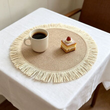 Durable Table Jute Cover With Tassel Detail For Insulation Decor Style Nordic