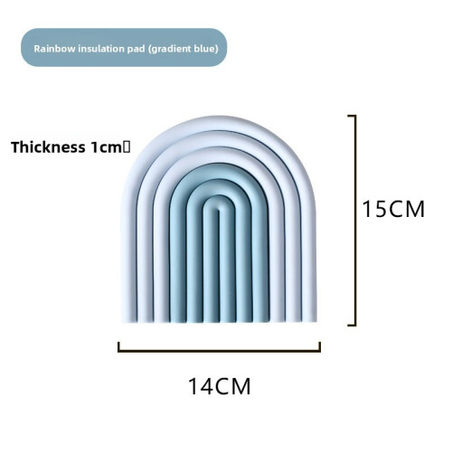 (Gradient Blue)Family Kitchen Rainbow Silicone Coaster Nonslip Heatproof Tpr Protector Table